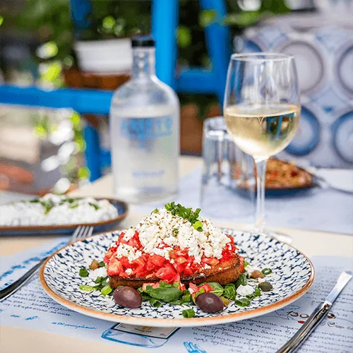 dakos salad in blog Aristo Greek restaurant Sofia